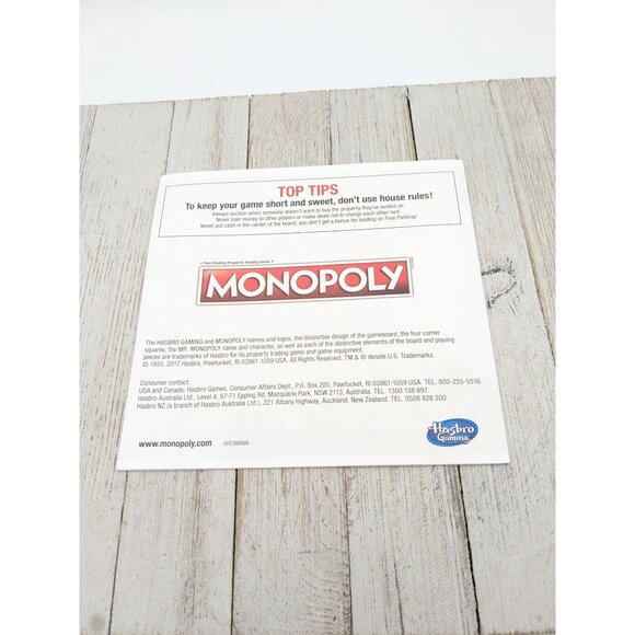 Vintage 2017 Monopoly Edition Game Replacement Board Instructions - Picture 8 of 8